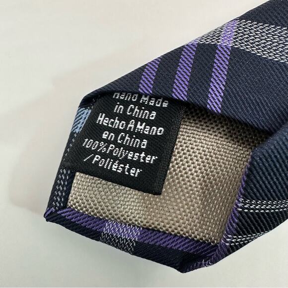 WEMBLEY Vintage VTG Men Set of 2 Purple Solid Plaid Mens Neck Tie Business Retro - Picture 12 of 14
